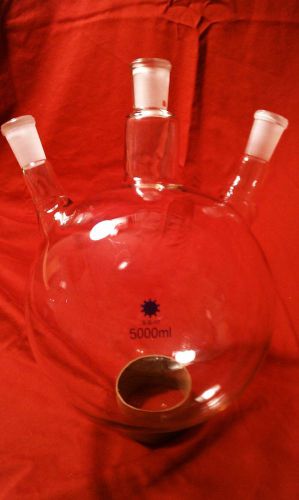 5000ml 3 neck boiling flask round bottom 24/40 organic chemistry distillation for sale