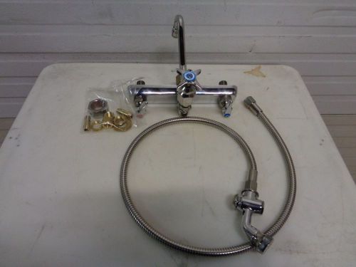 T&amp;s b-1157 wall mounted workboard faucet 8&#034; centers - 8&#034; swing nozzle for sale