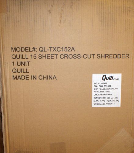 Staples15-Sheet Cross-Cut Shredder  Item: 940512    Model: SPL-TXC152A
