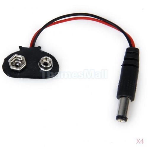 4pcs 9v cctv camera battery clip adaptor holder connector with 2.1mm dc plug for sale