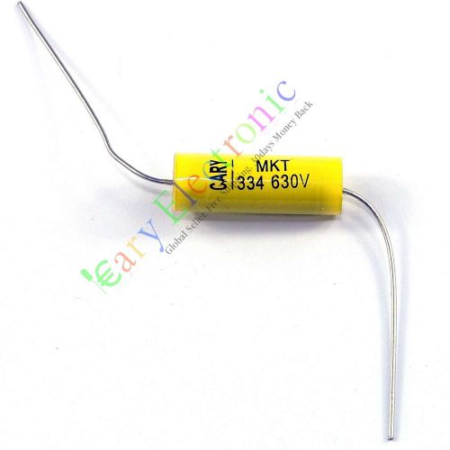 10pc yellow long copper leads axial polyester film capacitor 0.33uf 630v fr amps for sale