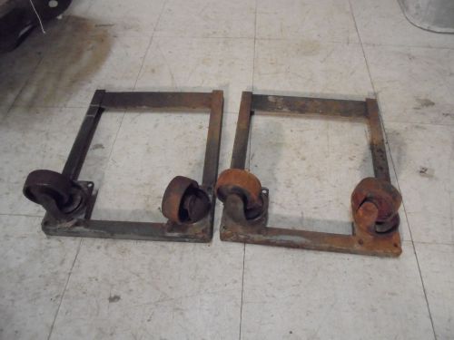 4 iron castor wheels welded on 2 iron brakets 3 inch