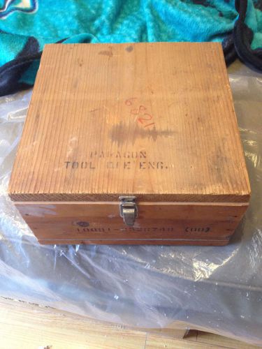 Vintage Wood Box, hinged lid,Stenciled Paragon tool die ENG