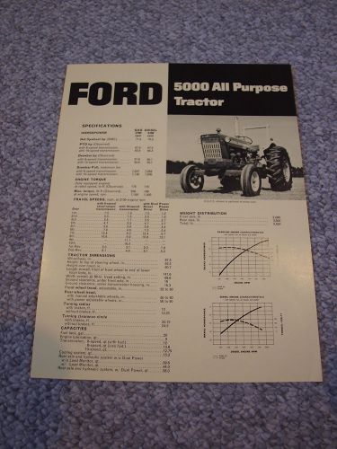 Ford 5000 All Purpose Tractor Brochure Original &#039;73 Vintage MINT
