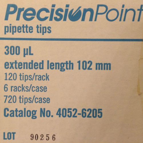 Precisionpoint 4052-6205, pipette tips,300 ul,extended length 102mm, case of 720 for sale