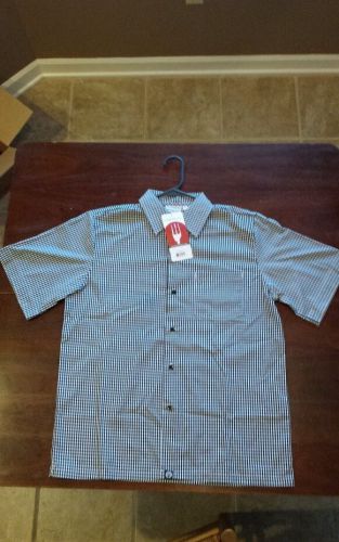 Chef Works Cooks Shirt - Black White Poly/Cotton Blend Left Pocket Size Small