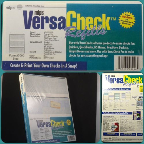 VersaCheck Refills 750 Blank Checks - Form #3000 Blue MVC/3000 B 3-Up