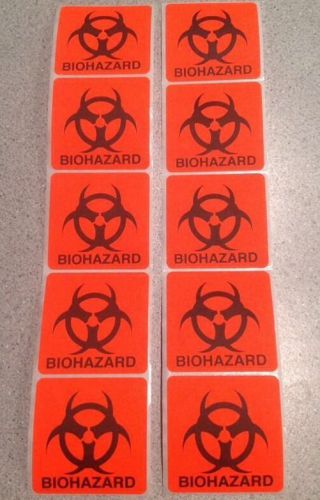 10 Orange BIOHAZARD Stickers