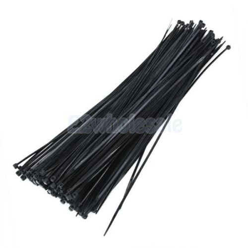 Black Pack of 100pcs 11.6&#034; 11.6 inch Network Cable Wire Tie Strap Zip Nylon Cord
