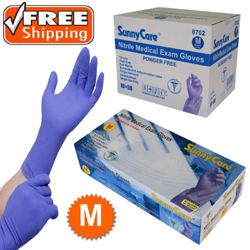 500 nitrile exam glove high risk heavy duty 8mil blue 12&#034; extended cuff --medium for sale