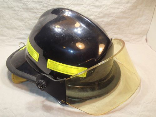 Cairns 660 metro black firefighting firemen helmet 4.5&#034; faceshield and neck #8 for sale