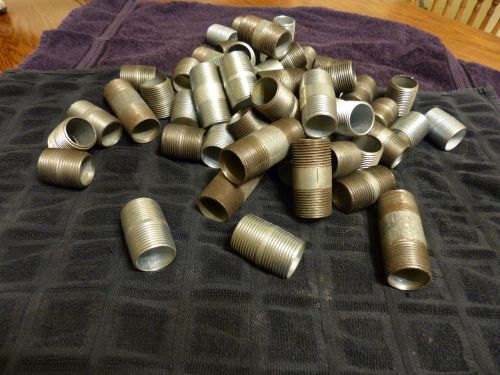 lot of 58 galvanized  threaded pipe nipples