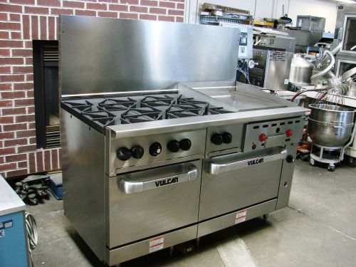 Vulcan 60ss-6b24gtn gas restaurant range with griddle and two standard ovens for sale