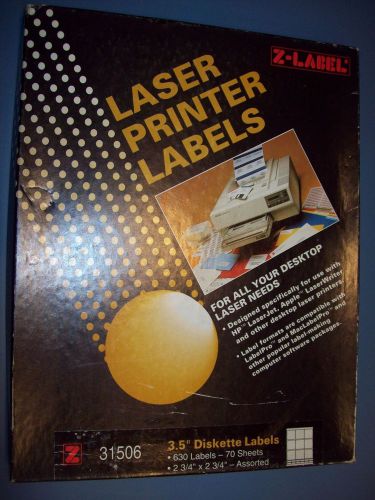 Z label laser printer labels~open box ,56 sheets  new~3.5&#034; diskette labels for sale