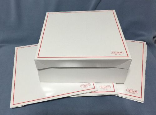 Lot of 4 COACH Gift Boxes White Red Box 14&#034; x 14&#034; x 5.5&#034;