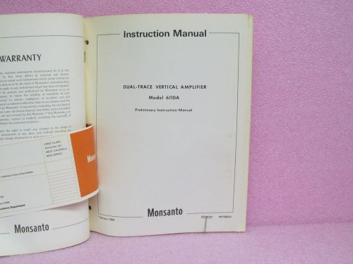 Monsanto Manual 6110A Dual-Trace Vertical Amplifier Prelim. Instr. Man. w/Schem.