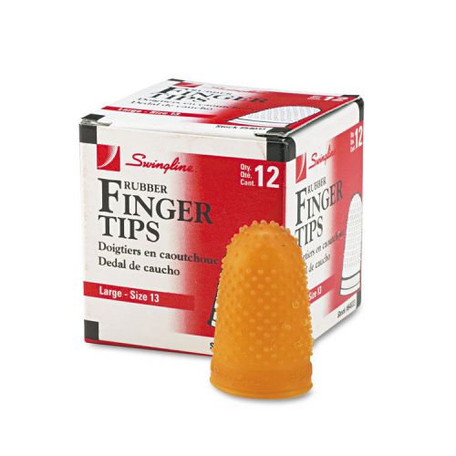 Swingline Rubber Finger Tips, Size 13, Large, Amber, 1/Dozen