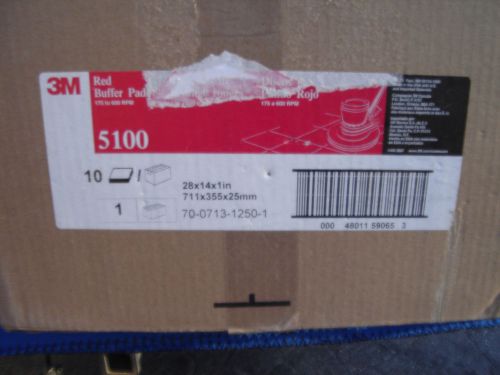 Lot of 10 3M Red Buffer Pads - 28 x 14 Inches - Model 5100 - NEW IN BOX