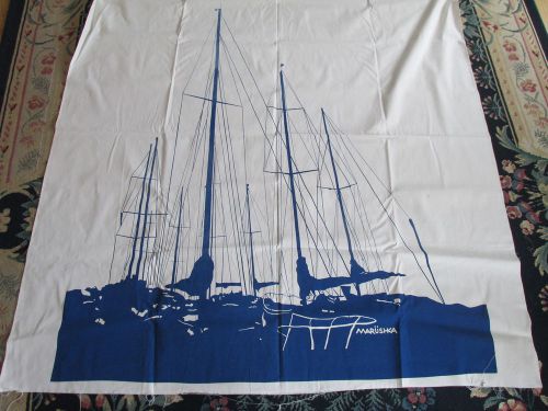 Marushka Silk Screen Sail Boat Print.  Huge! 5&#039;x6&#039;