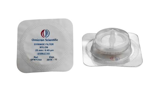 Nylon syringe filter sterile, 25mm, 0.45um, 10/pk for sale