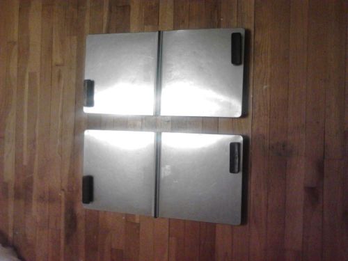 A pair of Troy Hill hinged ice cream freezer / door lids