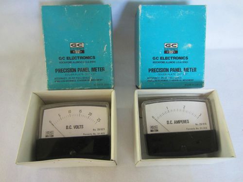 2 GC Electronics DC Precision Panel Meters-0-3 Amperes &amp; 0-25 Volts-tested