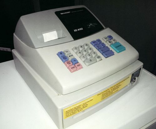SHARP CASH REGISTER XE-A102 with keys and roll of register tape!