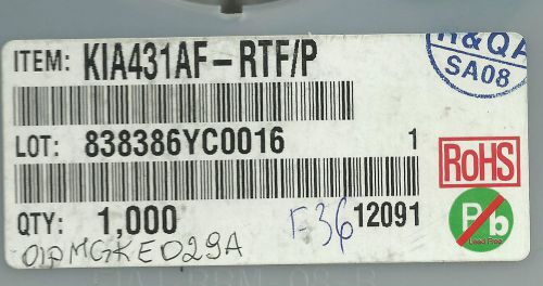 20x KIA431AF=TL431  PRECISION PROGRAMMABLE VOLTAGE REFERENCE SOT89 (A-3670)