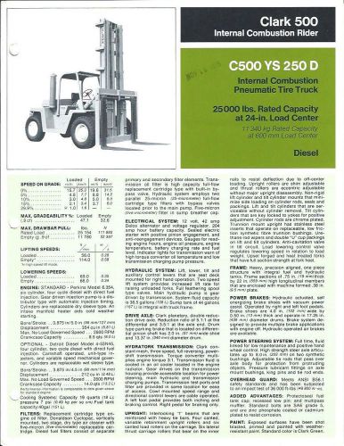 Fork Lift Truck Brochure - Clark - C500 YS 250 D - 25,000 lbs - c1975 (LT147)