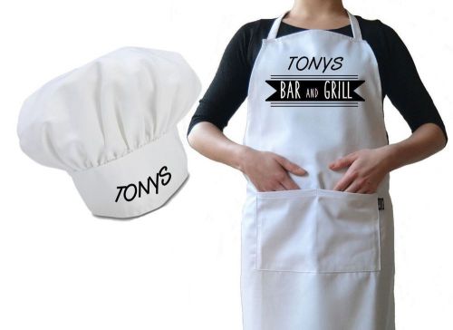 Personalised Chef Hat &amp; Apron Brilliant For Cafes Bars Funny Novelty Luxury Gift