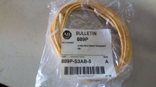 AB 889P-S3AB-5 NEW IN PACK 3 PIN PICO SNAP STRAIGHT 5M QD CORDSET SEE PICS #A30