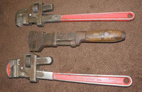 Lot of 3ea Vintage  10&#034;-18&#034; Monkey / Pipe Wrenches USA Made. Proto, Moore, McKay