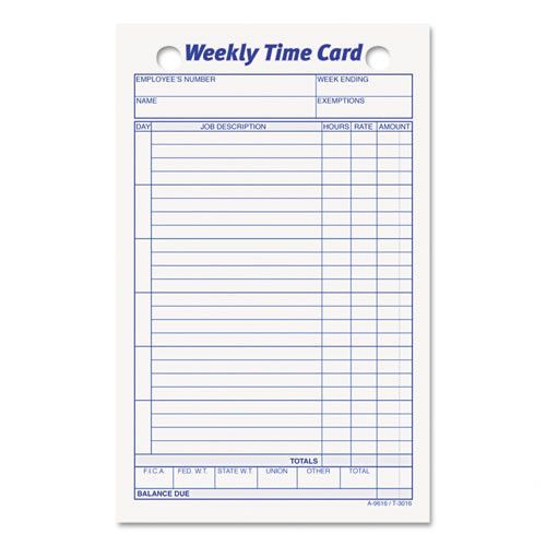 Tops Employee Time Card Set of 100