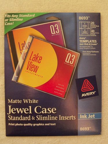 Avery 8693 CD/DVD Jewel Case Inserts for Ink Jet Printers, White, Pack of 20