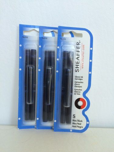 15 SHEAFFER BLUE-BLACK Classic Fountain Pen Ink Cartridges – New