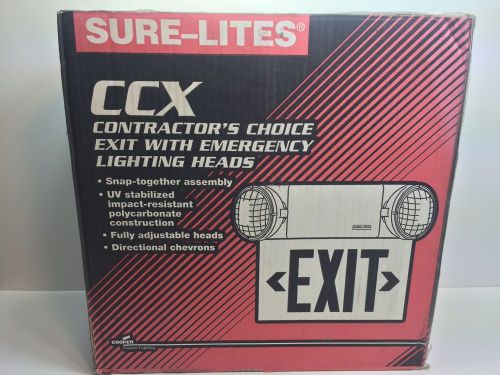 NEW! COOPER SURE-LITE CCX EXIT SIGN WITH EMERGENCY LIGHTING HEADS CCX70RWHDH