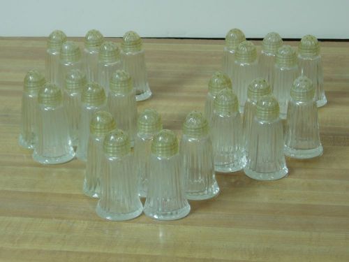 25 Vintage Salt Pepper Shakers Glass Base Plastic Top Anchor Hocking Bar Cafe