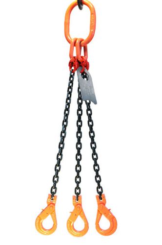 Chain sling - 5/8&#034; x 6&#039; triple leg with positive locking hooks - grade 80 for sale