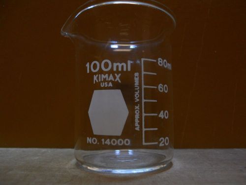 Kimax no. 14000 100ml graduated beaker scientific lab glass chemistry for sale