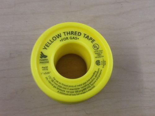 Gasoila Yellow PTFE Thred Tape Roll, 520&#039;&#039; long, 1&#039;&#039; width, for gas