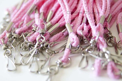 Quantity 100 pcs pink rope round id neck lanyards with swivel j hook free ship for sale