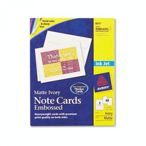 Embossed Note Cards, Inkjet, 4-1/4 x 5-1/2, Matte Ivory, 60/Pk w/Envelopes 8317