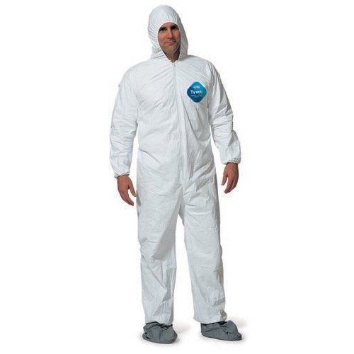 XLarge TY122S Disposable Elastic Wrist, Bootie &amp; Hood Tyvek Coverall Bunny Suit