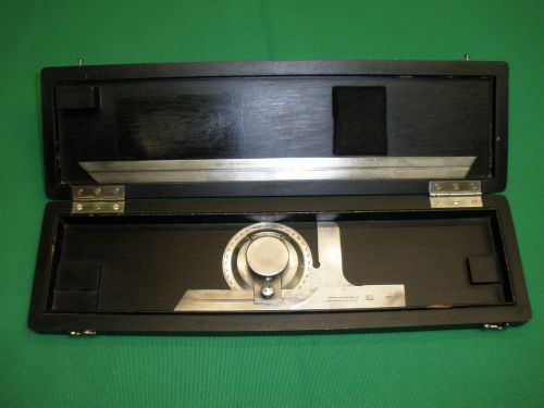 Vintage Brown &amp; Sharpe 495 Universal Bevel Protractor in Wood Case