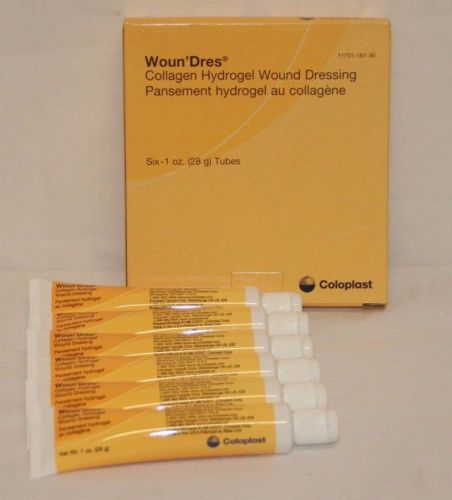 (6) One Ounce Tubes Coloplast Woun&#039;Dres Collagen Hydrogel Wound Dressing # 1166