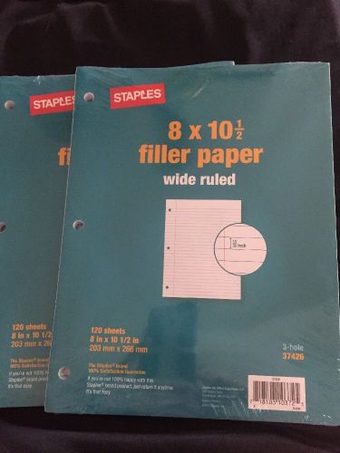 NEW Staples 8 x 10 1/2&#034; Filler Paper Wide Ruled School LOT of 2