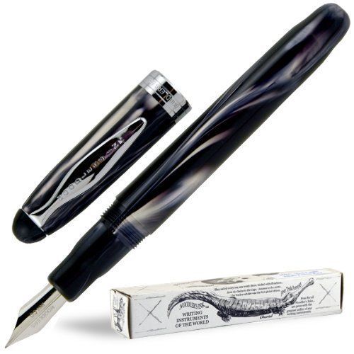 Noodler&#039;s Ahab Flex Nib Fountain Pen - Ivory Darkness White and Black, Fine N...