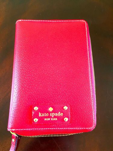 MINT KATE SPADE RED ZIP AROUND PLANNER-WELLESLEY W/GOLD DOTS - NWT FREE SHIPPING