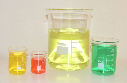 Beaker set 2000 250 100 50 ml griffin borosilicate glass beakers lab new for sale