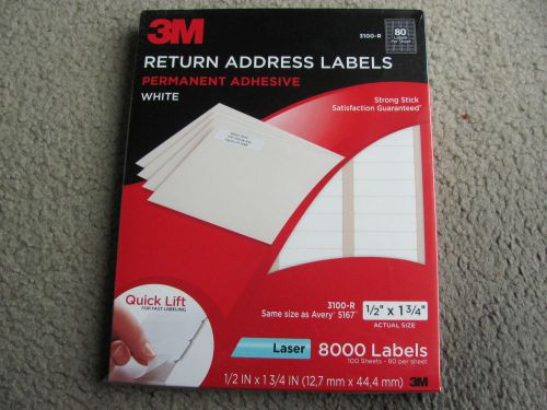 3M Return Address Label Permanent Adhesive White 3100-R (1/2”x1 3/4”) 8000 Label